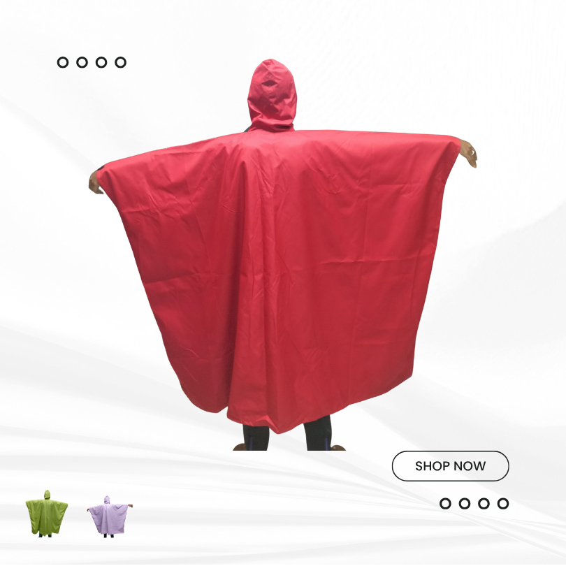 Premium Red Rain Poncho
